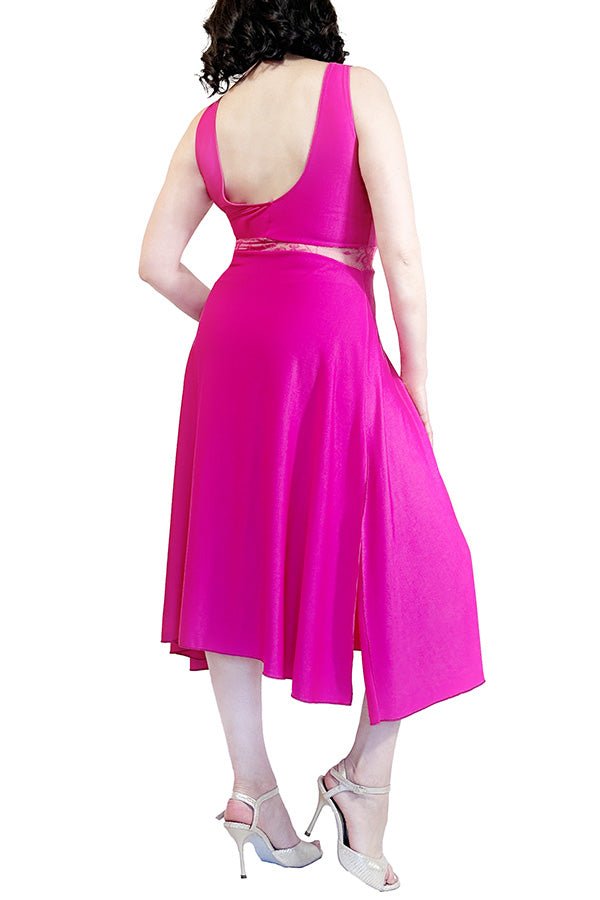 vibrant pink a - line tango dress with side slit - Atelier Vertex