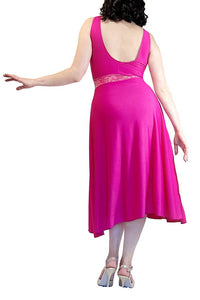 vibrant pink a - line tango dress with side slit - Atelier Vertex