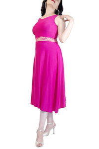 vibrant pink a - line tango dress with side slit - Atelier Vertex