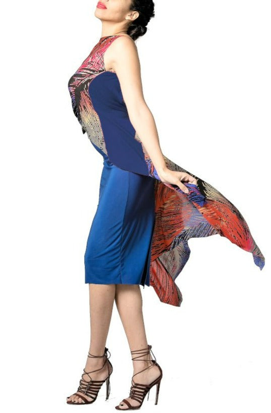 abstract feathers BUTTERFLY open back argentine tango top - Atelier Vertex