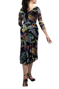 abstract leaves NINA mesh tango dress with sleeves - Atelier Vertex