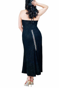 black bejeweled STELLA tango dress with slits - Atelier Vertex