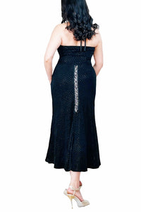 black bejeweled STELLA tango dress with slits - Atelier Vertex