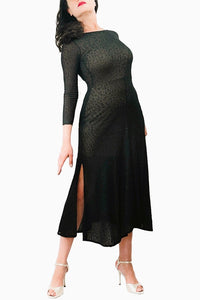 black cheetah STELLA tango dress with slits - Atelier Vertex