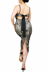 black lace & back silk tie tango dress - Atelier Vertex