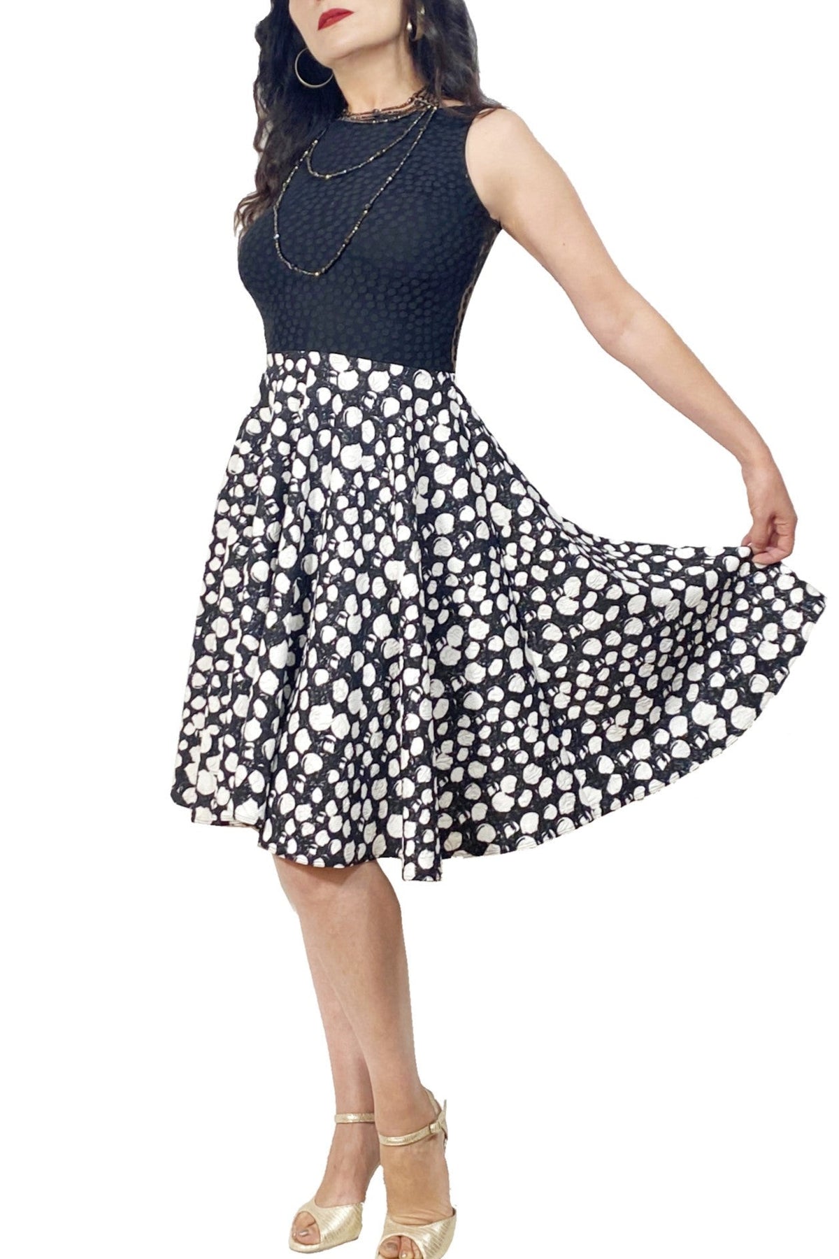 black & white lace-back tango dress with full skirt - Atelier Vertex