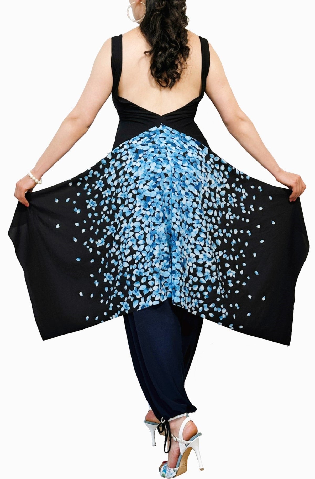 blue petals BUTTERFLY open back argentine tango top - Atelier Vertex