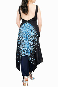 blue petals BUTTERFLY open back argentine tango top - Atelier Vertex