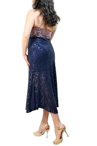 blue & pink ombre sequin STELLA tango dress with slits - Atelier Vertex