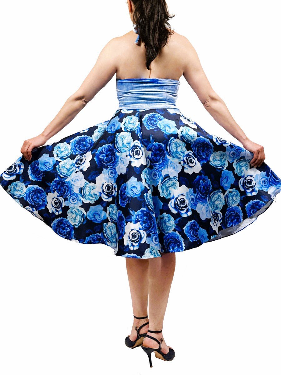 blue roses circle tango skirt - Atelier Vertex
