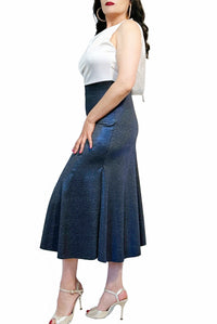 blue shimmer STELLA tango dress with slits - Atelier Vertex