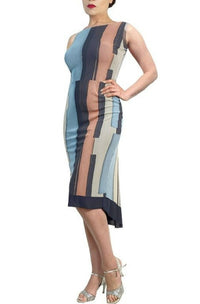 blue stripe NINA argentine tango dress - Atelier Vertex