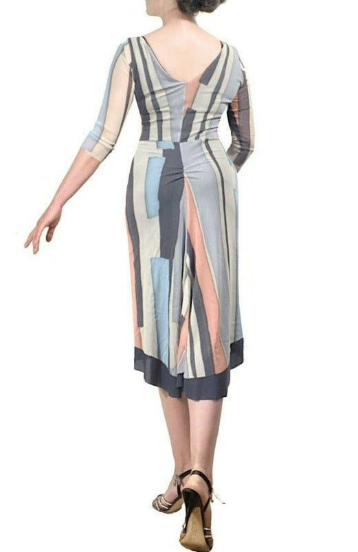 blue stripe NINA argentine tango dress - Atelier Vertex