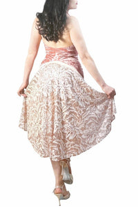 blush pink velvet & floral sequin halter tango dress with open back and tail - Atelier Vertex