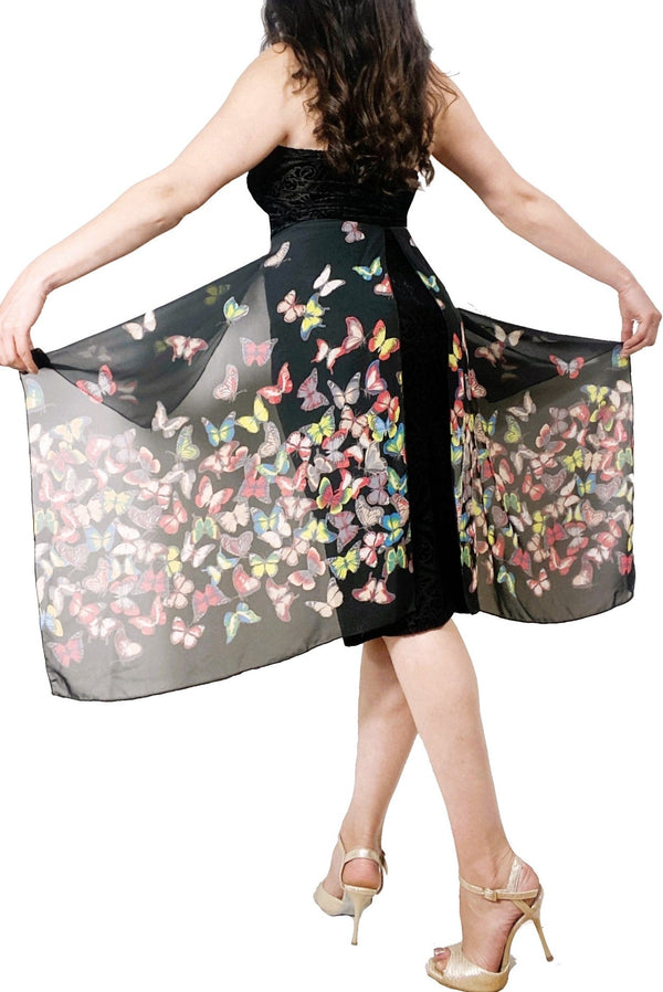 burnout velvet & butterflies long peplum tango dress - Atelier Vertex
