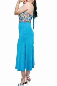 butterflies & turquoise STELLA tango dress with slits - Atelier Vertex