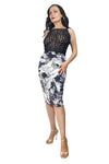 charcoal poppies ruched-back tango skirt with slit by atelier vertex