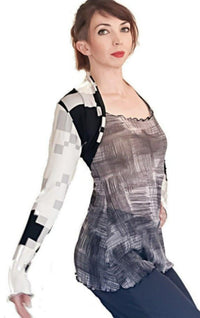 checkered shrug bolero, long sleeve tango top - Atelier Vertex