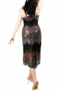 chevron sequin AURORA tango dress with slits - Atelier Vertex