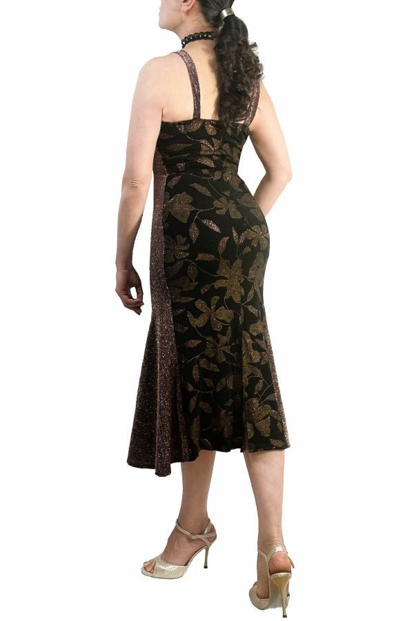 copper flowers hourglass tango dress with back slit - Atelier Vertex