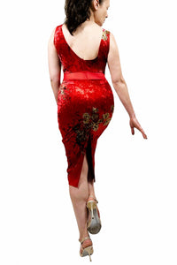 eastern garden velvet tango dress with mesh waistband - Atelier Vertex