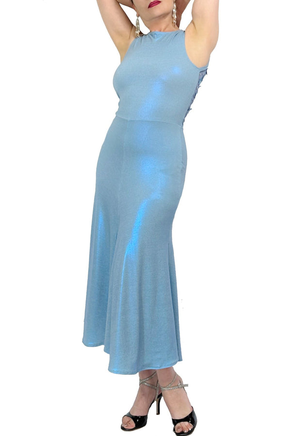 ethereal ice-blue STELLA tango dress with slits - Atelier Vertex