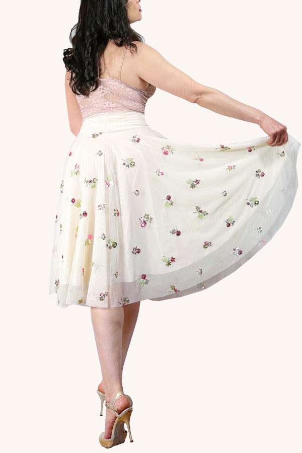ethereal tulle & sequin flowers circle tango skirt - Atelier Vertex