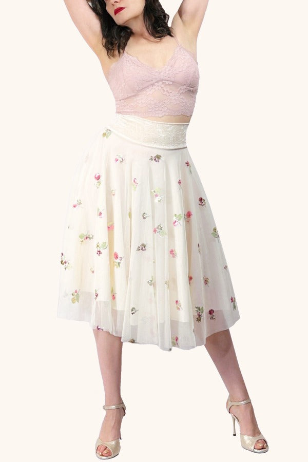 ethereal tulle & sequin flowers circle tango skirt - Atelier Vertex