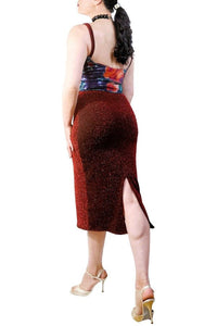 floral sequin & red shimmer tango dress with back slit - Atelier Vertex