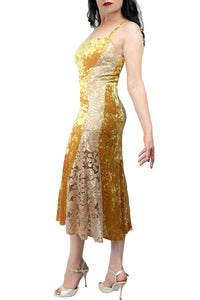 golden velvet & sequin lace hourglass tango dress - Atelier Vertex