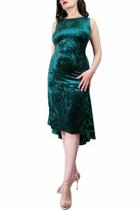 green velvet & floral silk LOLA tango dress with open back and tail - Atelier Vertex