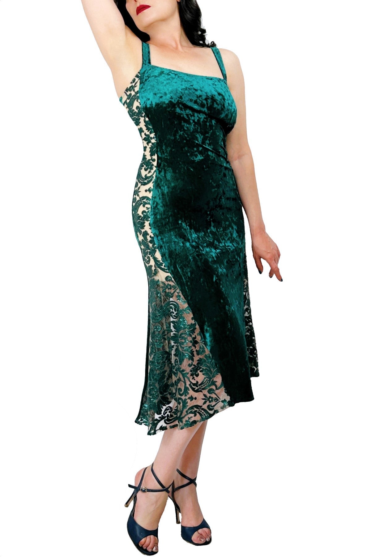 green velvet & sequin lace hourglass tango dress - Atelier Vertex
