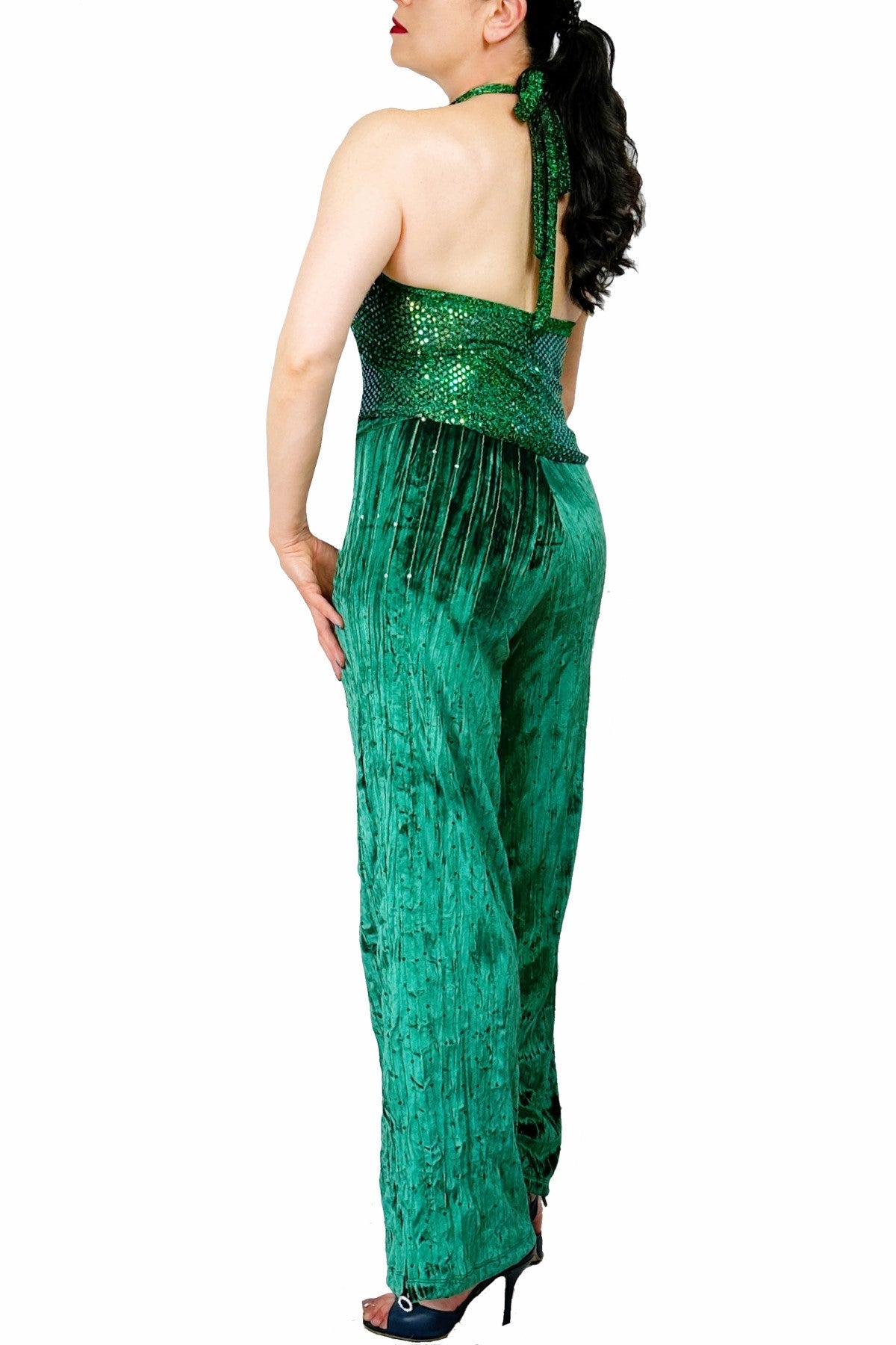 harem tango pants in emerald green velvet - Atelier Vertex