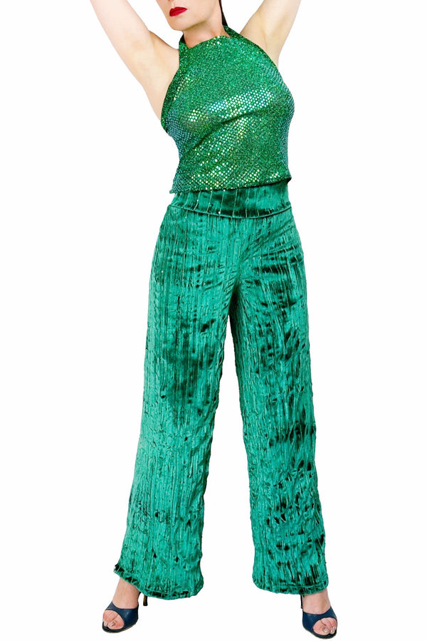 harem tango pants in emerald green velvet - Atelier Vertex