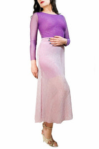 iridescent pink & lilac stars STELLA tango dress with long sleeves - Atelier Vertex