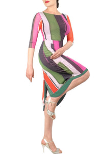 modern stripe NINA tango dress with sleeves - Atelier Vertex