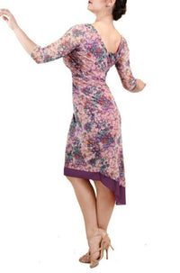 purple confetti NINA argentine tango dress with sleeves - Atelier Vertex