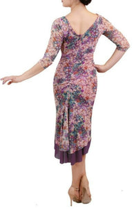 purple confetti NINA argentine tango dress with sleeves - Atelier Vertex