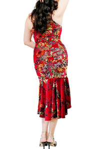 red floral burnout velvet tango dress - Atelier Vertex