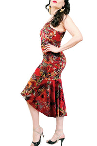 red floral burnout velvet tango dress - Atelier Vertex