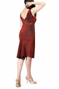 red shimmer LUNA tango dress with tail - Atelier Vertex