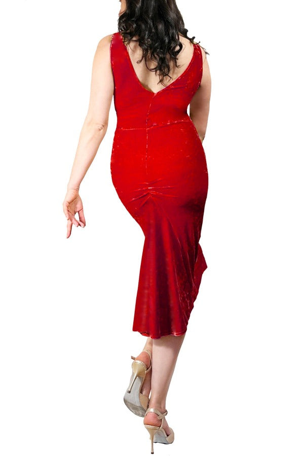 red velvet LUNA tango dress with tail - Atelier Vertex