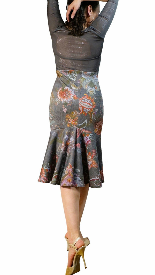 sable jacquard print tango dress with sleeves - Atelier Vertex