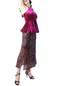 sequin confetti long tango skirt with side slits - Atelier Vertex