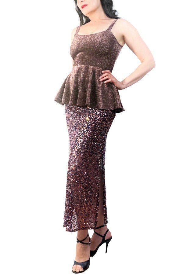 sequin confetti long tango skirt with side slits - Atelier Vertex